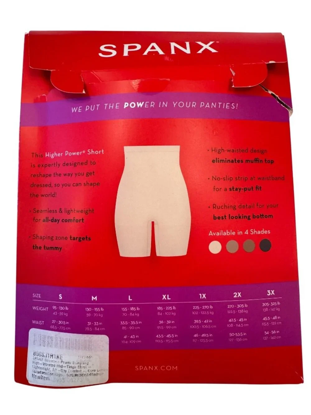 Spanx Higher Power Short Size Medium Soft Nude 6” Inseam Lightweight NWB